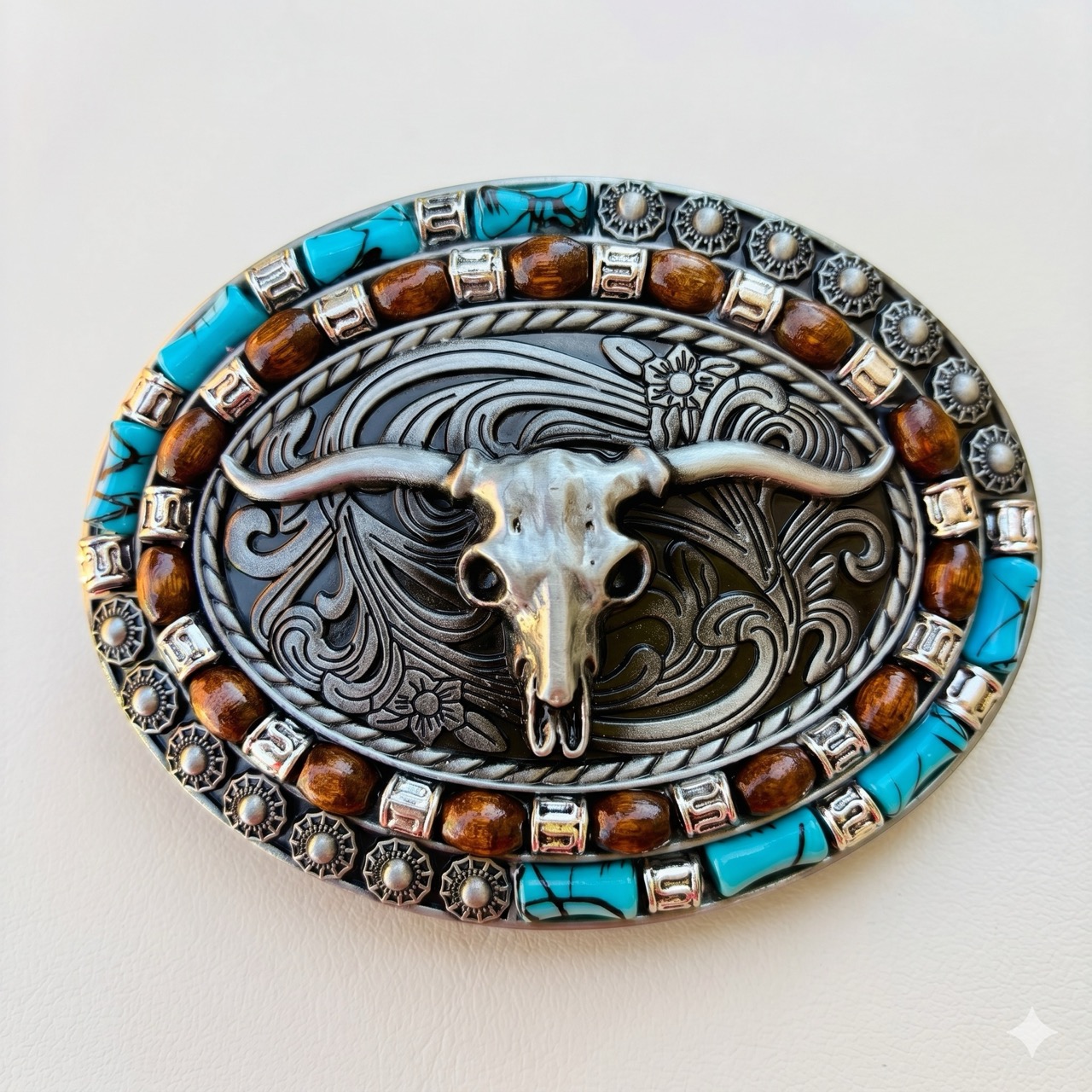Western Buckle Longhorn mit Türkis