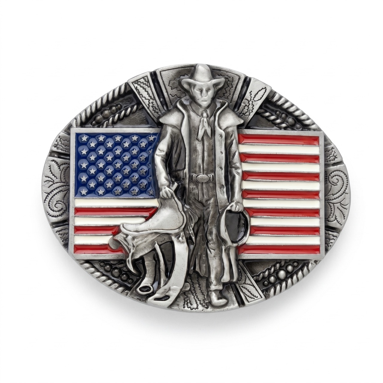 Western Buckle Cowboy mit Sattel